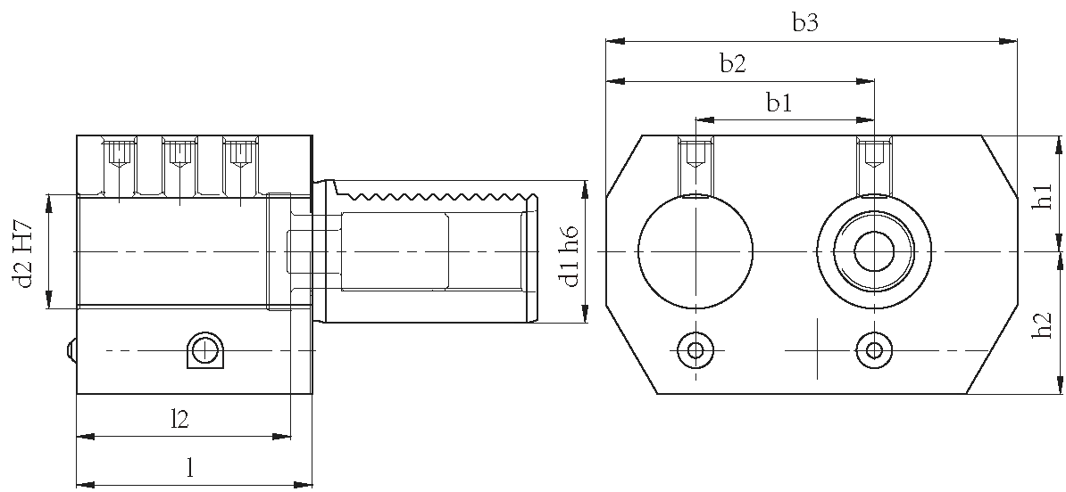 SPEZIFIKATION DES doppelten Bohr stangen halters, links