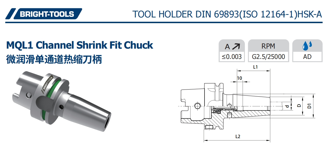 SPEZIFIKATION VON MQL1 Channel Shrink Fit Chuck