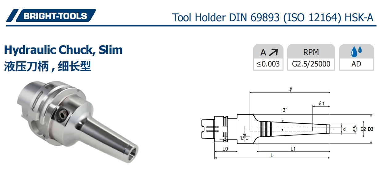 SPEZIFIKATION VON HSK Hydraulic Chuck, Slim