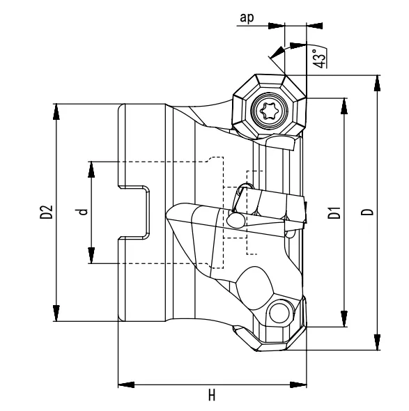 SPECIFICATION OF FACE MILLING CUTTER, 43° OD06 - 翻译中...