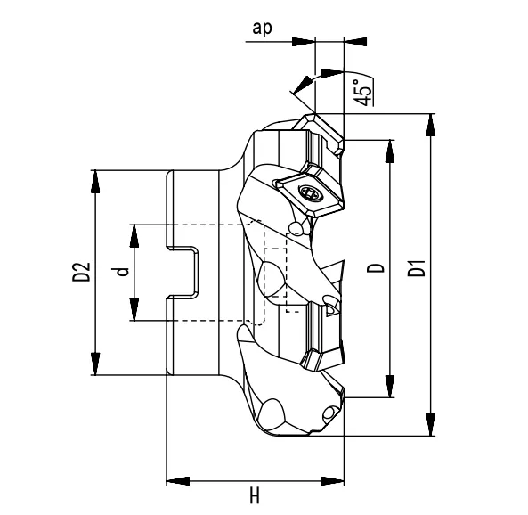 SPECIFICATION OF FACE MILLING CUTTER, 45° SE13T3 - 翻译中...