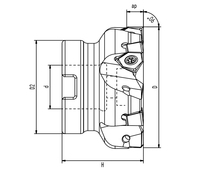 SPECIFICATION OF FACE MILLING CUTTER, 90° ZN 0806 - 翻译中...