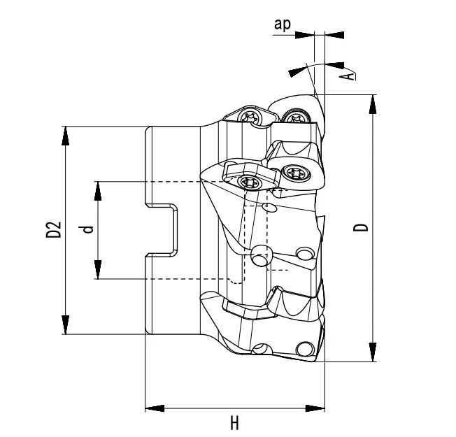 SPECIFICATION OF HIGH-FEED FACE MILLING CUTTER SD1205 - 翻译中...