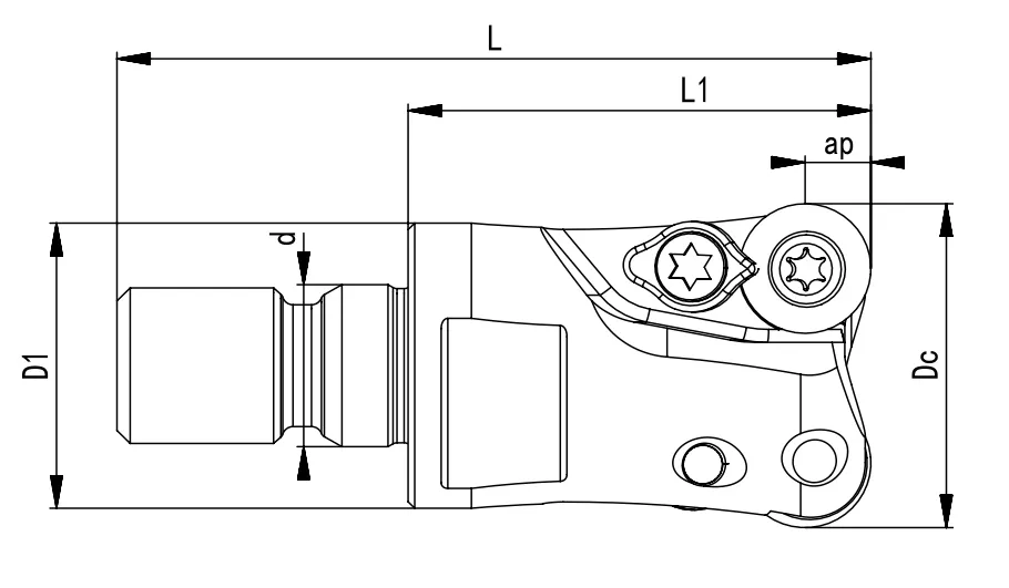 SPECIFICATION OF SCREW-IN MILLING CUTTER, ROUND INSERTS RP0802 - 翻译中...