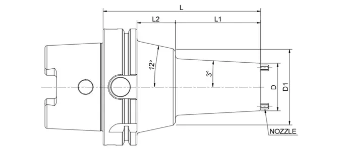 SPEZIFIKATION DES 2-TEILIGEN HSK-A SLIM SHRINK FIT-BUCHS, KÜHLMITTEL