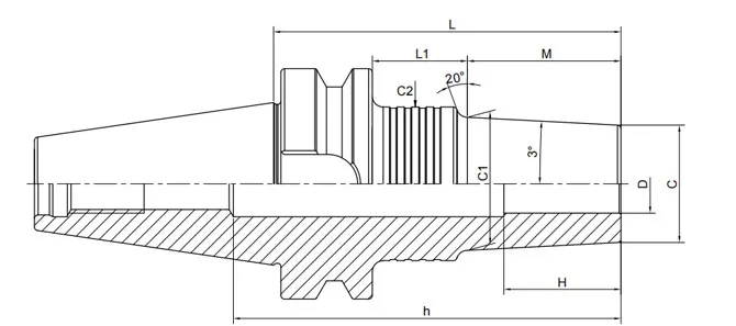 Spezifikation des BT Schrumpfspannfutters 3° Slim Form A