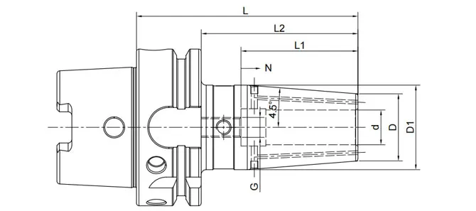 Spezifikation des HSK-A Schrumpffutters 4,5°, Kühlmittel