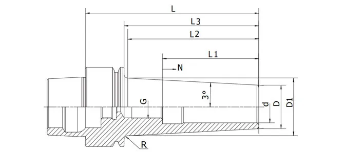 SPEZIFIKATION DES HSK-E SLIM SHRINK FIT SPÜLMASCHINENSPITZEN 3°