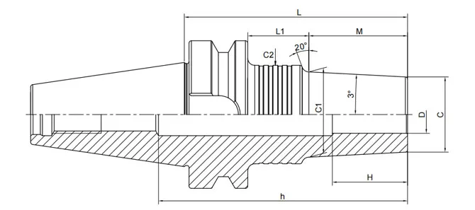 Spezifikation des BT-Schrumpfspannfutters, 3°, schlank, Form B