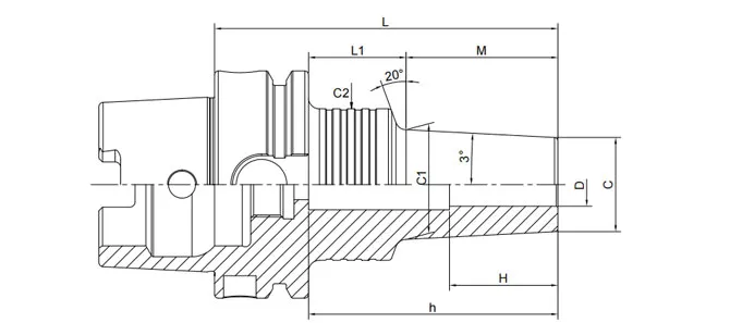 Spezifikation des HSK-A Schrumpffutters 3° Standardform A