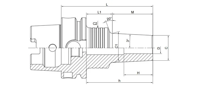 Spezifikation des HSK-A Schrumpffutters 3° Slim Form B