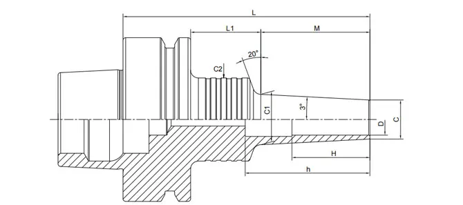Spezifikation des HSK-E Schrumpffutters 3° Standardform A