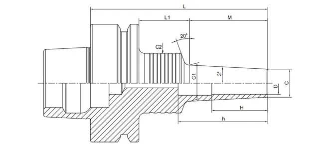 Spezifikation des HSK-F Schrumpffutters 3° Standardform A