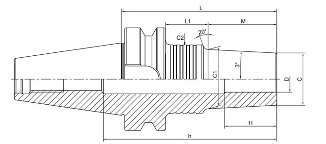 Spezifikation des BT-Schrumpfspannfutters 3° Standardform B