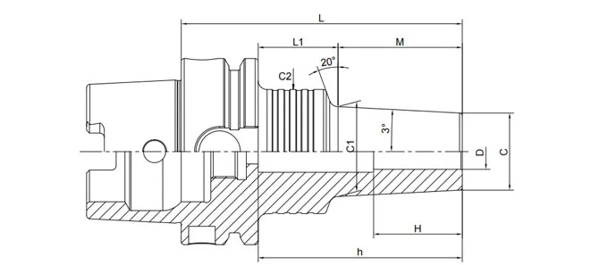Spezifikation des HSK-A Schrumpffutters 3° Standardform B