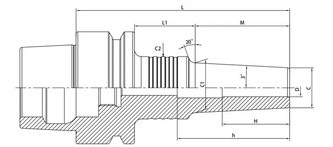 Spezifikation des HSK-E Schrumpffutters, 3°, Standard, Kühlmittel