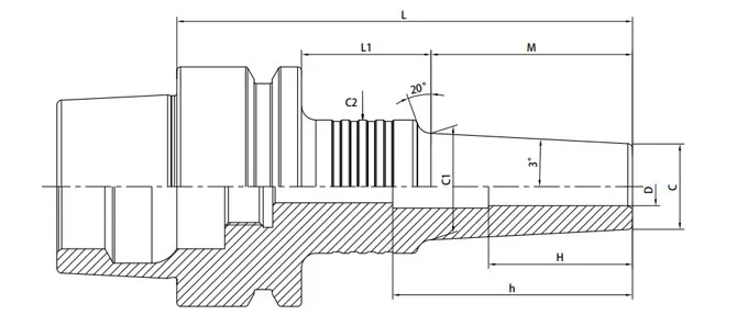 Spezifikation des HSK-E Schrumpffutters 3° Standardform B