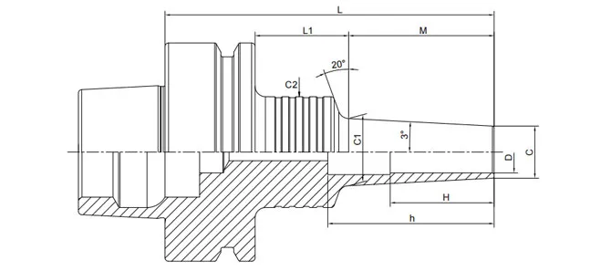 Spezifikation des HSK-F Schrumpffutters, 3°, Standard, Kühlmittel