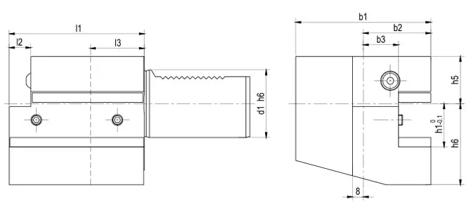 Spezifikation des Axialhalters Form C1 rechts