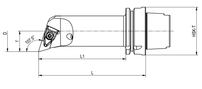 Spezifikation des HSK-T Drehwerkzeugs DDQNR | DDQNL 107,5°/55°, lang