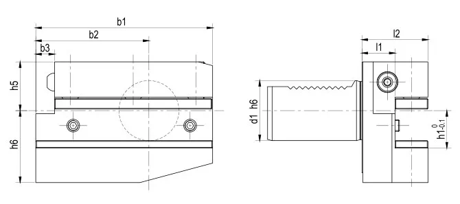 Spezifikation des Radialhalters Form B6 links, lang
