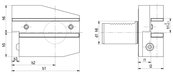 Spezifikation für Radialhalter Form B8 Umgedreht links, lang