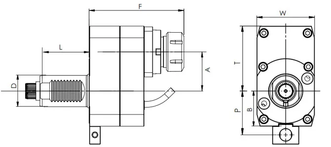 Spezifikation des VDI-Axialantriebskopfes, Offset, DIN 5482