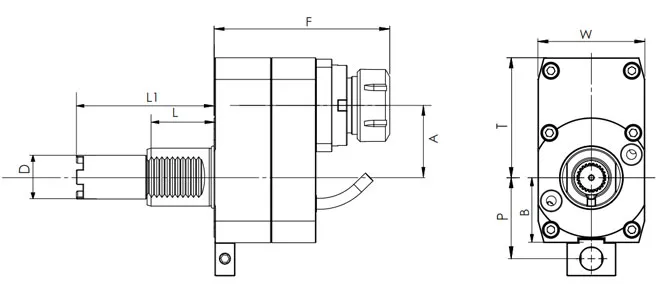 Spezifikation des VDI-Axialantriebskopfes, Offset, gestuft, Haas